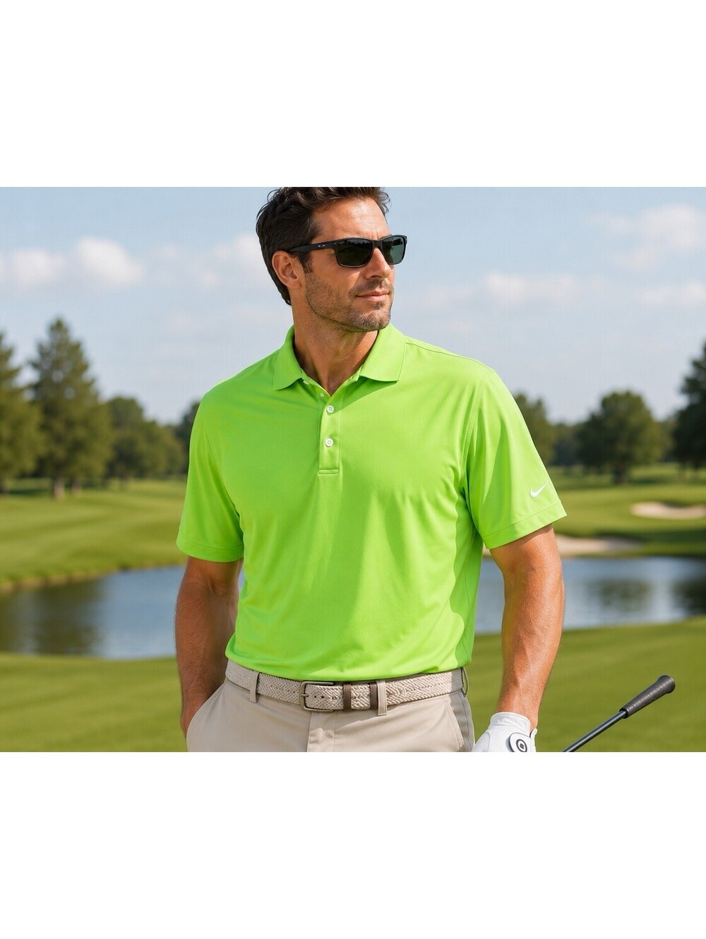 Nike Dri-Fit Golf Tour Performance Shirt Neon Green/Black, Size Large NWT